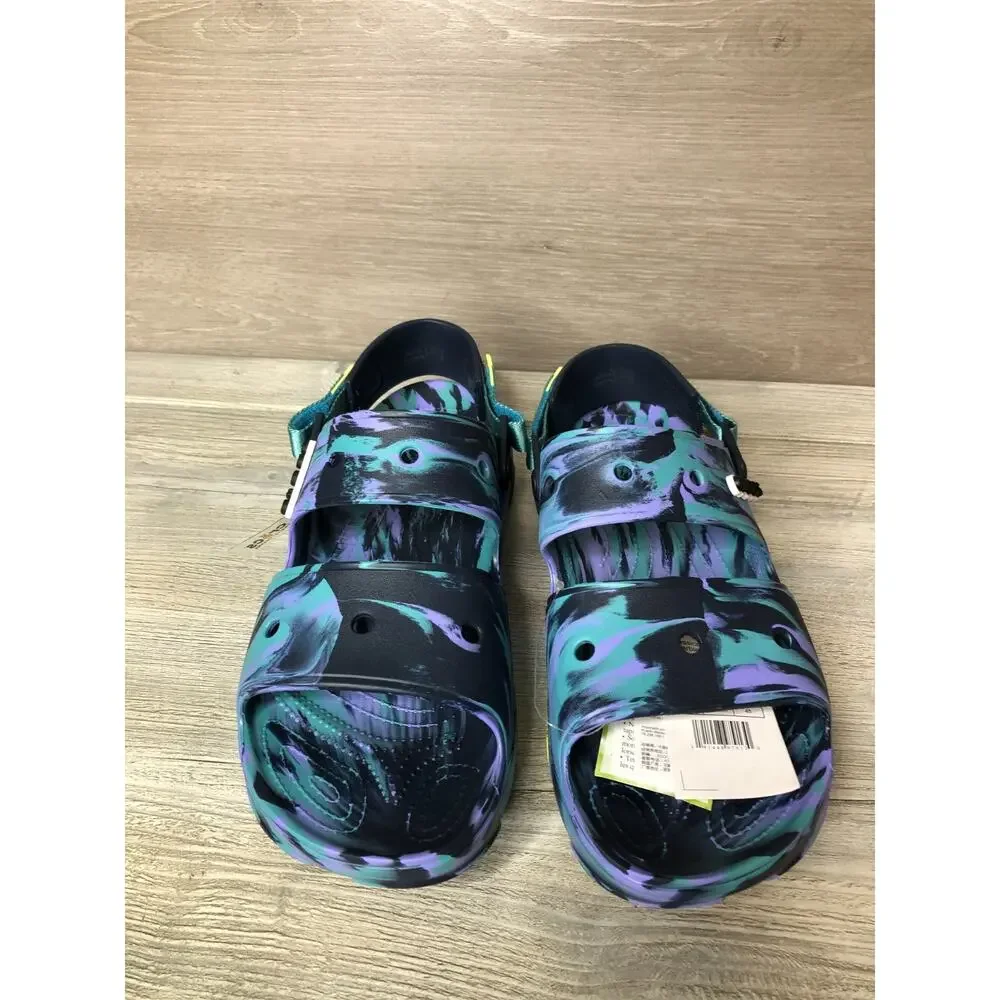 Crocs All Terrain Marbled Sandal Mens Size 14 Purple Green Blue 207888-4HQ